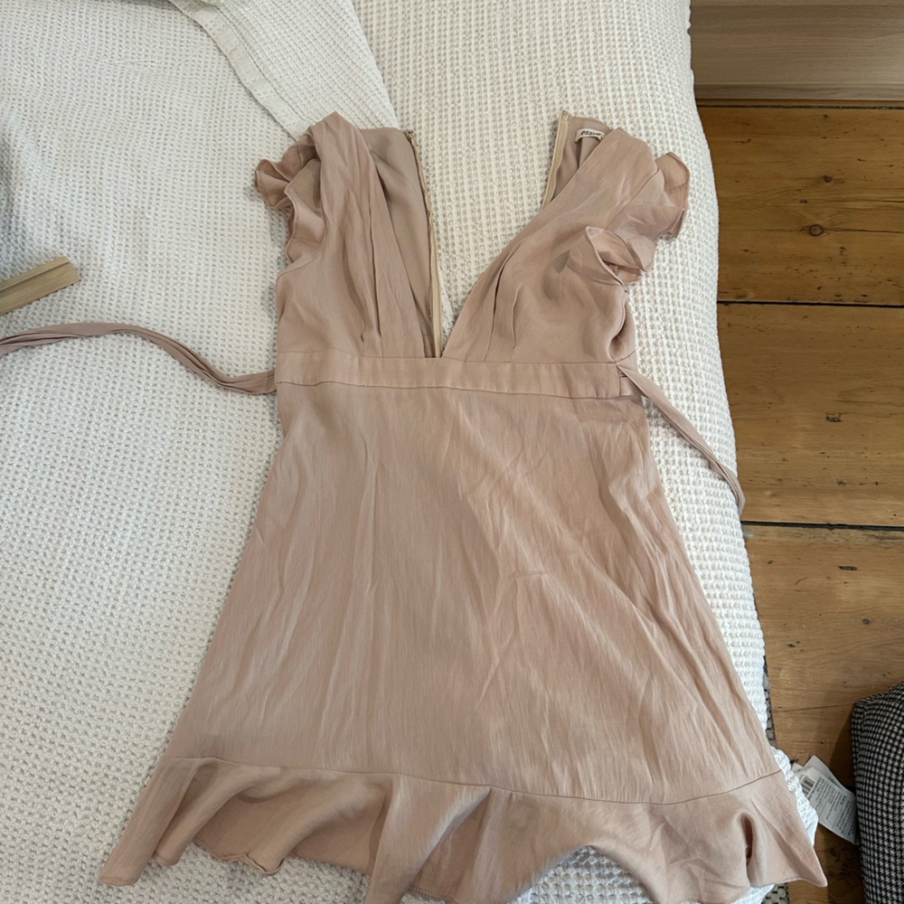 Essie Pale Pink Linen ruffle dress